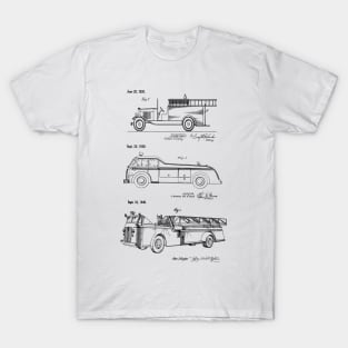 Patent Prints Vintage Fire Trucks T-Shirt